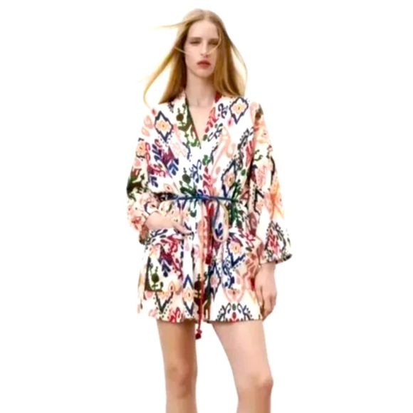 Zara 2pc Hanoi Ikat KIMONO & Shorts Set size -Medium NWT - Picture 4 of 9
